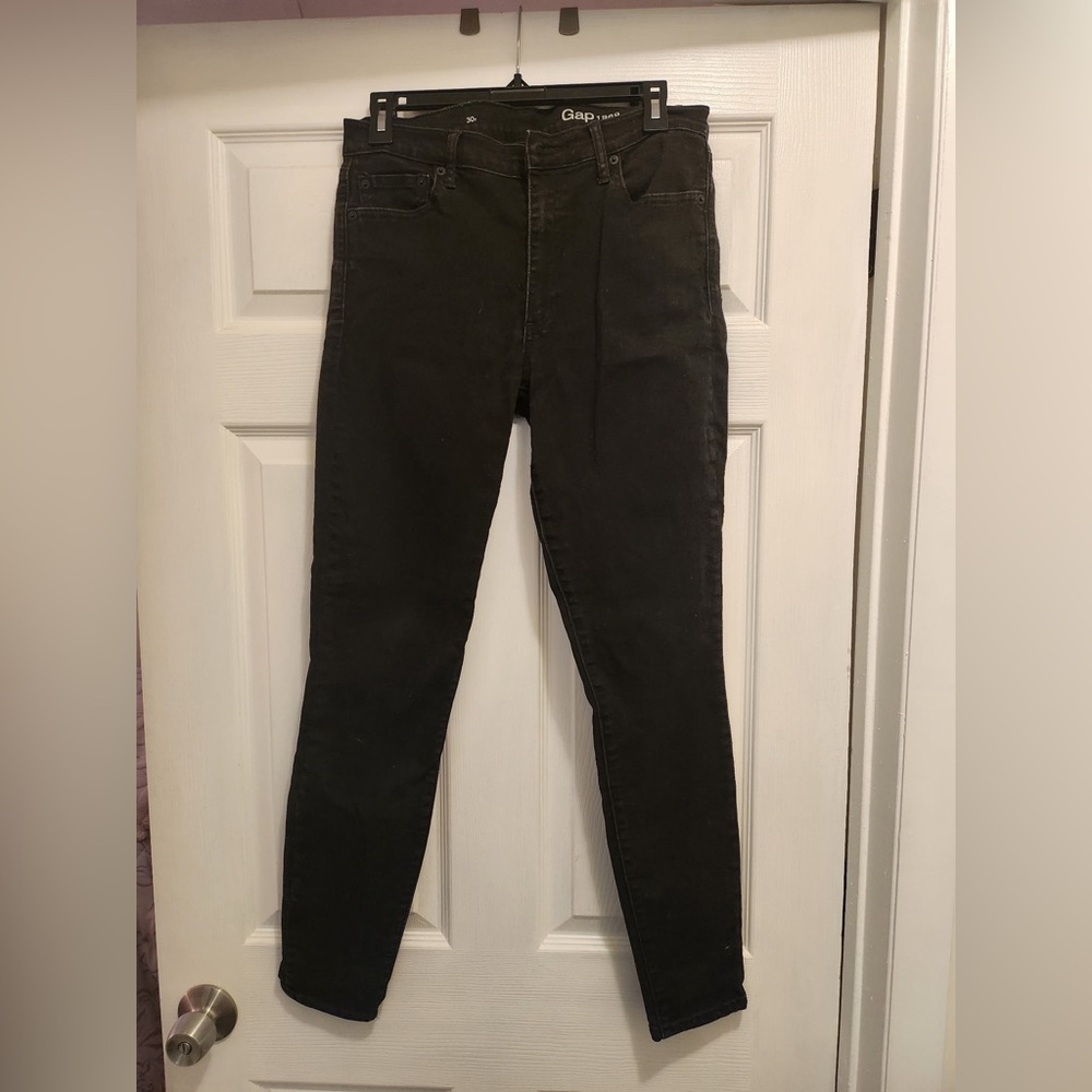 GAP 1969 True Skinny Womens High Rise Stretch Black Jeans
